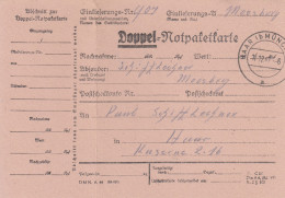 BiZone Paketkarte 1947: Doppelnotpaketkarte, Moosberg Nach Haar - Storia Postale