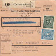 Paketkarte 1947: Forchheim Nach Feilnbach, Selbstbucher - Covers & Documents