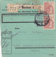 Paketkarte 1947: Mannheim Nach Jenbach, Seltenes Formular - Lettres & Documents