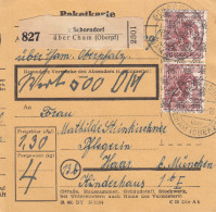 BiZone Paketkarte 1948: Schorndorf über Cham Nach Haar, Pflegerin, Wertkarte - Brieven En Documenten