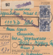 BiZone Paketkarte 1948: Uffenheim Nach Haar, Heilanstalt, Wertkarte - Storia Postale