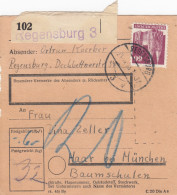 BiZone Paketkarte 1948: Regensburg Nach Haar, Nachgebühr - Covers & Documents