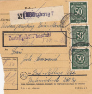 Paketkarte 1947: Würzburg Nach Bad-Aibling, Wertkarte - Briefe U. Dokumente