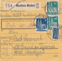 BiZone Paketkarte 1948: Mannheim Waldhof Nach Gmund, Notopfer - Cartas & Documentos