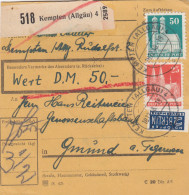 BiZone Paketkarte 1948: Kempten Nach Gmund Am Tegernsee, Wertkarte - Covers & Documents