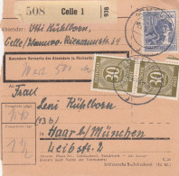 Paketkarte 1948: Celle 1 Nach Haar Bei München, Wertkarte - Briefe U. Dokumente