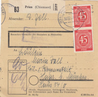 Paketkarte 1947: Prien Chiemsee Nach Haar, Pflegeanstalt - Lettres & Documents