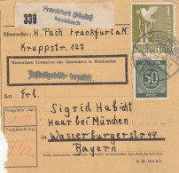 Paketkarte 1947: Frankfurt Seckbach Nach Haar - Lettres & Documents