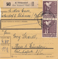 Paketkarte 1948: Dietersdorf über Schönsee Nach Haar - Brieven En Documenten