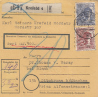 BiZone Paketkarte: Krefeld Nach Ottobrunn, Wert 500 DM, Nachgebühr - Brieven En Documenten