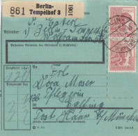 Paketkarte 1947: Berlin-Tempelhof Nach Haar, Pflegerin, Bes. Formular - Brieven En Documenten