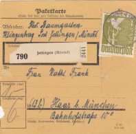 Paketkarte 1947: Klingenburg Jettingen Nach Haar - Covers & Documents