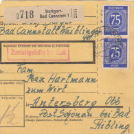 Paketkarte 1947: Stuttgart-Bad Cannstatt Nach Anaersberg Bei Bad Aibling - Briefe U. Dokumente