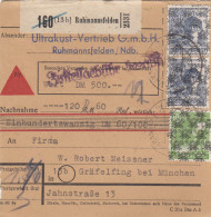 BiZone Paketkarte 1948: Ruhmannsfelden Nach Gräfeling, Wertkarte, Nachnahme - Brieven En Documenten