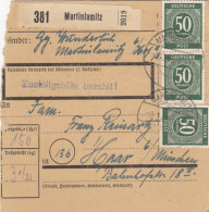 Paketkarte 1948: Martinlamitz Nach Haar - Storia Postale