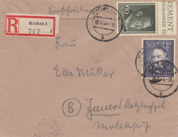 GG: MiF, Bedeutende Deutsche, Einschreiben Krakau Nach Jauer - Besetzungen 1938-45