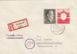 GG: MiF Portogerecht Einschreiben Krakau 20 Nach Aschaffenburg - Besetzungen 1938-45