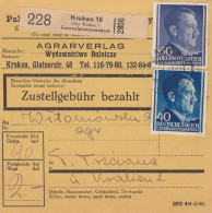 GG: Inlandspaketkarte Krakau, Selbstbucher Und Eindruck Zustellgebühr - Besetzungen 1938-45