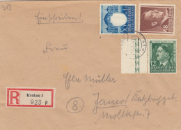 GG: MiF Einschreiben Krakau Nach Jauer, 2 Gr. überfrankiert - Occupation 1938-45