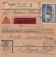 GG: Inlandspaketkarte Nachnahme Eilboten Wloszczowa Nach Kielce - Besetzungen 1938-45