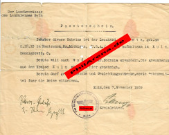GG: Passierschein USA-Bürger Kulm/Wyzyce/Bochnia: Auswanderung: 7.11.1939 - Historical Documents