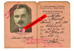 GG: Eintrittsbewilligung Schlachthof Krakau 1942,  - Historical Documents