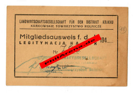 GG: Mitgliedsausweis Landwirtschaftsgesellschaft Distrikt Krakau Tarnow - Historical Documents