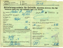 GG: Ablieferungsschein Für Getreide/Hülsenfrüchte/Roggen, Mais, ...1943, Gorlice - Documents Historiques