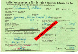 GG: Ablieferungsschein Für Getreide/Hülsenfrüchte/Roggen, Mais, ...1944, Siedlce - Documents Historiques