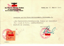 GG: Anweisung An Uni-Buchdruckerei Zum Erwerb Von Seife, Krakau 1940 - Documents Historiques