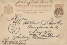 DUTCH INDIES - POSTAL STATIONERY - BRIEFKAART  7 1/2 CENT SENT FROM WELTEVERDEN TO GERMANT - 1890 - Nederlands-Indië