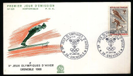 FDC Xèmes Jeux Olympiques D\'Hiver De Grenoble 1968  Olympic Games  1er Jour 27-01-1968 N° 625 épreuves Nordiques - 1960-1969