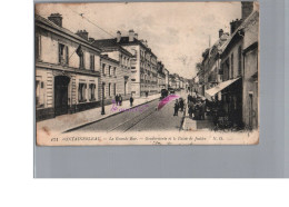 CPA  - FONTAINEBLEAU 77 - La Grande Rue Gendarmerie Et Le Palais De Justice Animé Auto Vélo 1914 - Fontainebleau