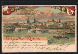 Lithographie Mainz, Teilansicht Mit Rheinpartie  - Mainz