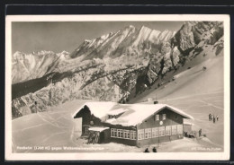 AK Garmisch, Skipartie Am Café Hochalm Mit Alpenpanorama  - Autres & Non Classés