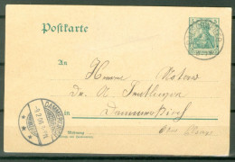 Als Lor Entier 5 Pf Fevrier 1906 Balschweiler Pour Dannemarie Ind 8  - Lettres & Documents