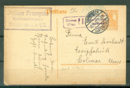 Als Lor Entier 7,5 Pf Novembre 1917 Schirmeck Avec Censure Colmar 53 X 13 Et Strasbourg En Bleu  - Briefe U. Dokumente