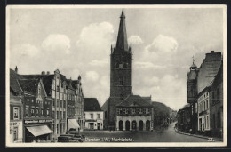 AK Dorsten I. W., Marktplatz Mit Geschäften Und Kirche  - Dorsten