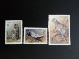 SOWJETUNION MI-NR. 5711-5713 POSTFRISCH(MINT) GESCHÜTZTE TIERE 1987 MURMELTIER DACHS IRBIS - Ongebruikt