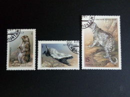 SOWJETUNION MI-NR. 5711-5713 GESTEMPELT(USED) GESCHÜTZTE TIERE 1987 MURMELTIER DACHS IRBIS - Used Stamps
