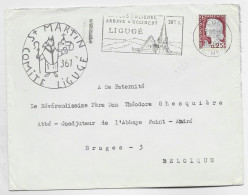 MARIANNE DECARIS 25C LETTRE MEC LIGUGE VIENNE 1961 + ENTETE  ST MARTIN COMITE LIGUGE + VERSO POUR BELGIQUE - 1961-....