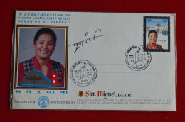 Nepal 1994 Fdc Pasang Lhamu First Nepali Woman Summit Everest Printed Signature Mountaineering Himalaya Escalade - Sportief
