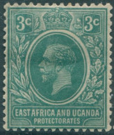Kenya Uganda And Tanganyika 1912 SG45a 3c Blue-green KGV MH (amd) - Kenya, Oeganda & Tanganyika