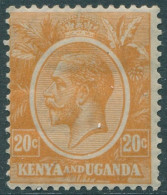 Kenya Uganda And Tanganyika 1922 SG83 20c Orange KGV MH (amd) - Kenya, Uganda & Tanganyika