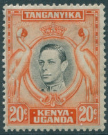 Kenya Uganda And Tanganyika 1938 SG139 20c Black And Orange KGVI Cranes P13¼ MLH - Kenya, Oeganda & Tanganyika