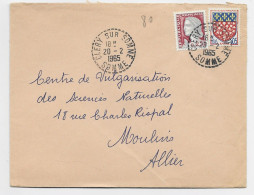N° 1263+ 5C BLASON LETTRE C. PERLE CLERY SUR SOMME 20.2.1965 SOMME - Manual Postmarks
