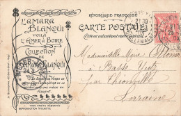 Pub Publicité Amara Blanqui L' Amer à Boire CPA Où Est La Famille Humbert Cachet 1903 Politique - Advertising
