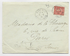 SEMEUSE 50C LIGNEE LETTRE C. PERLE ASSERAC 26.8.30 LOIRE INFRE - Manual Postmarks