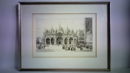 Der Markusplatz In Venedig (1496). Original-Radierung Mit Reicher Personenstaffage Nach Giovanni Bellini Von Woernle,... - Unclassified