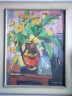 Blumenstrauß In Vase - Farbenfrohes Stillleben. Öl Auf Leinwand Von Hnátek, Anton (1908 - 1978) - Unclassified